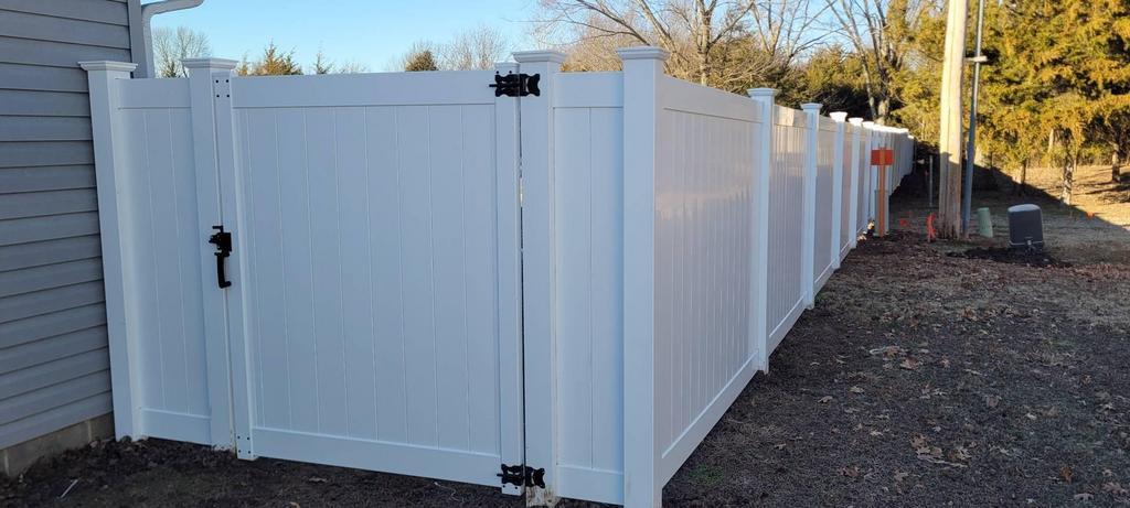 residential gate on vinyl fence miller fence